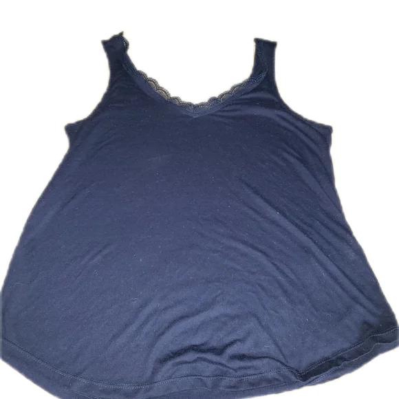 3 For $12 Navy Blue Lace Trim Tank Top - Picture 1 of 3